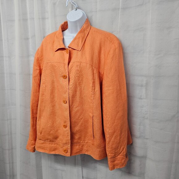 Vintage Talbots Orange Irish Linen Jacket Preppy Minimalist 22W - Picture 7 of 13